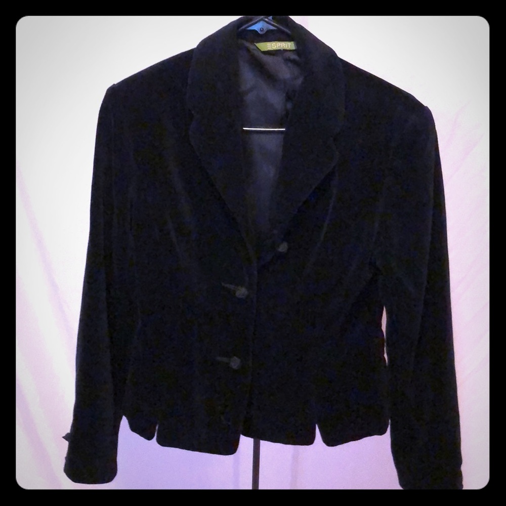 Esprit black 100% cotton velvet blazer w buttons